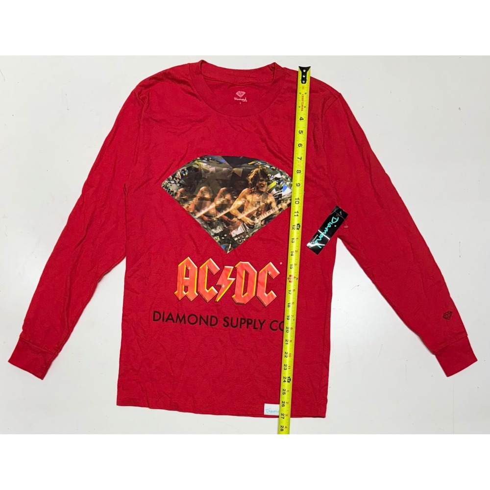 Diamond Supply Co AC DC Red Long Sleeve T Shirt Men's Size Small